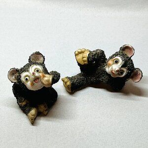 Sugar Black Bear Ceramic Cub Figurines Vintage Anthropomorphic Kitschy MCM Japan